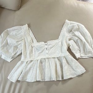 Free people blouse top puff sleeve